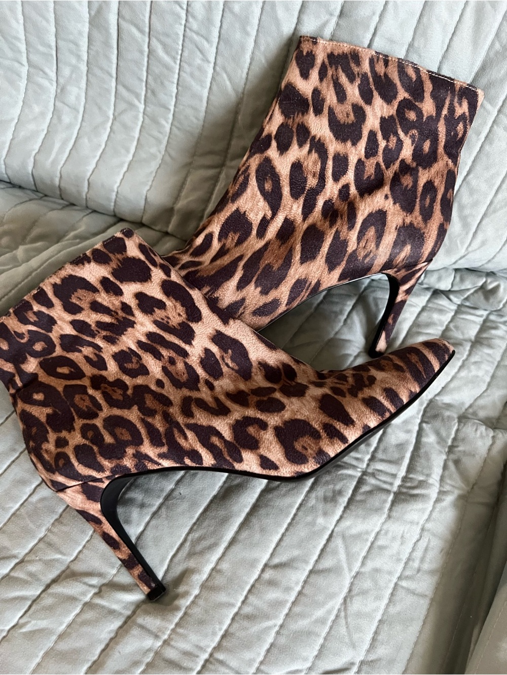 New York & Company Leopard-Print Pointed Toe Ankle Boots - Brown/Black